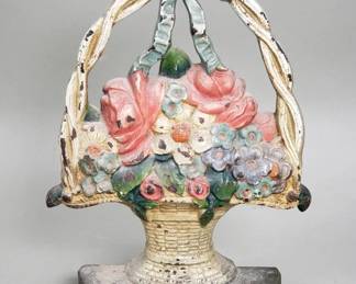 327 Lot 263 Vintage cast iron floral door stop