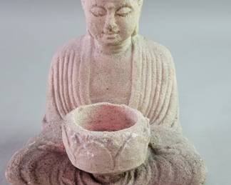 618 Lot 601 Sandstone Buddha candle holder