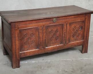 110 Lot 152 Antique carved walnut coffer chest