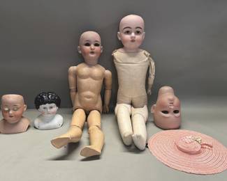 417 Lot 340 Antique bisque head dolls and porcelain heads