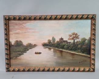 156 Lot 586 Signed A. Solano oil painting on canvas