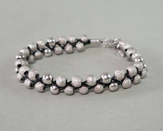 322 Lot 253 Sterling silver and leather beaded bracelet