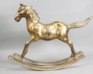 279 Lot 157 Large brass rocking horse