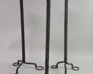 616 Lot 600 Three vintage hand forged twisted iron and