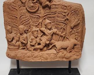 363 Lot 309h Vintage terracotta sculpture on metal stand