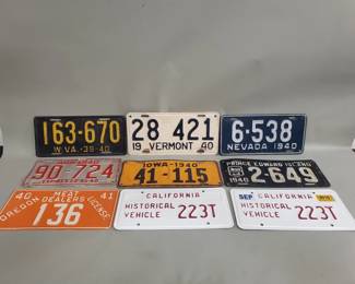 508 Lot 399 Nine vintage license plates