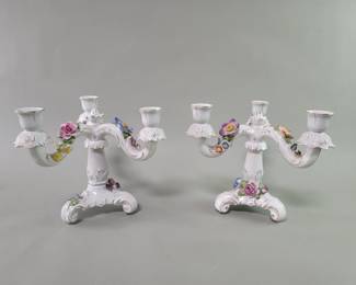 547 Lot 424 Pair of German porcelain candelabras