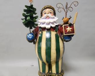 534 Lot 417 Metal and wood Santa statue