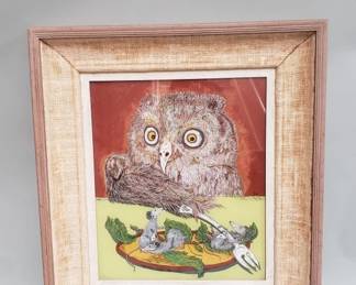 304 Lot 217 Vintage signed Lee reversed painting on glass