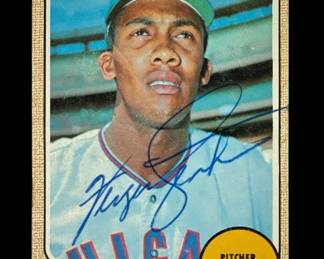 597 Lot 473h Ferguson Jenkins signed 1968 Topps baseball card