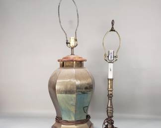 496 Lot 392 2 vintage brass table lamps