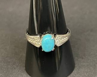 615 Lot 590h Vintage sterling silver adjustable blue cabochon
