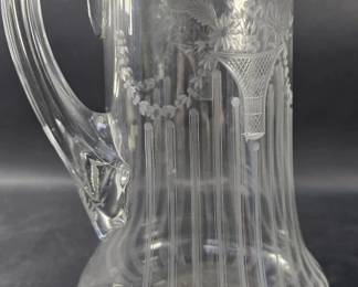 189 Lot 43 Sterling silver and etched glass pitcher