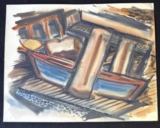 472 Lot 376h Vintage P. Resnack signed watercolor painting
