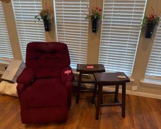 Electric recliner and two barstools