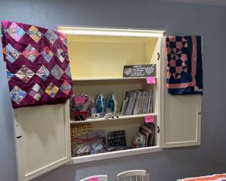 Ouida magazine quilts that have been started lots of scraps for making quilts and quilting notions