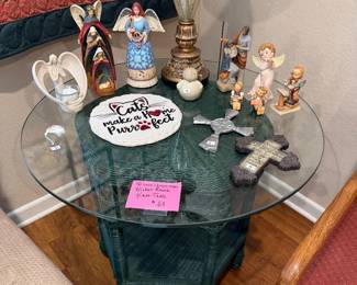 Wicker table with glass top
