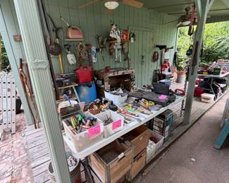 Full shop outside full of tools, wood working tools, Craftman, Husky, power tools, accessories and so much more!