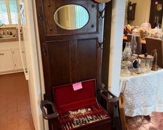Antique Oak Hall tree