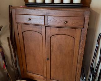 Antique oak seed cabinet