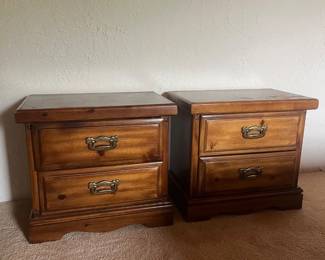 f Solid Wood Nightstands with Brass Handles