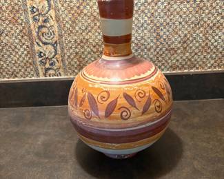 d Handcrafted Mexican Ceramic Vase with Traditional Geometric Patterns