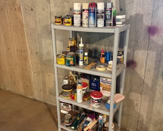 g Painting Supply Lot with Rack Assorted Paints and Accessories