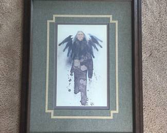 ar Framed Native American Elder with Ravens Art Print