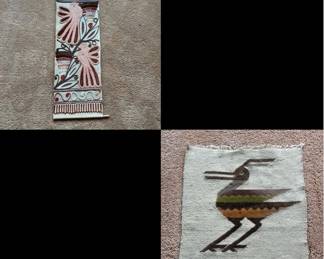 ar Handwoven Textile Wall Hangings with Bird Motifs