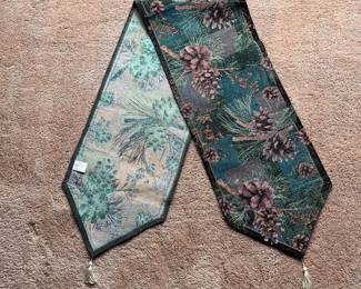 z Rustic Pinecone and Foliage Table Runner with Tassels