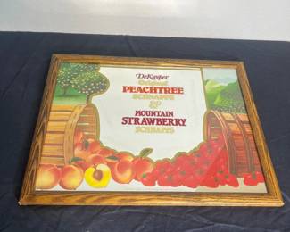 d Vintage DeKuyper Peachtree Mountain Strawberry Schnapps Framed Advertising Sign and Mirror