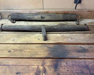 an Antique Wooden HorseDrawn Wagon Hitch Parts Appears to Include Singletree Doubletree