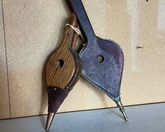 an Pair of Vintage Fireplace Bellows Rustic Primitive Hearth Decor