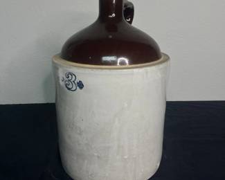 an Vintage 3Gallon Stoneware Jug with Brown Glazed Top and Blue Number 3 Marking