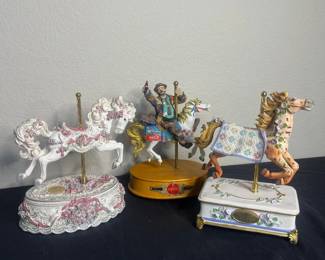 k Set of Three Limited Edition The San Fransicio Music Box Company Carousel Horse Music Boxes