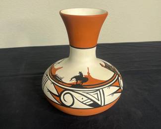 d Handcrafted Navajo Chala Pottery Vase with Traditional Southwestern Motifs