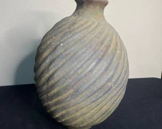 d Rustic Spiral Textured Ceramic Vase with Narrow Neck