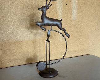 d Vintage Metal Leaping Deer Kinetic Sculpture