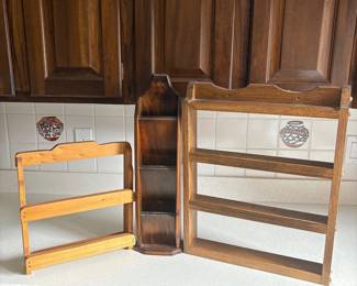 z et of Three Assembled Wooden Spice Racks