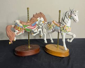 k Carousel Horses Figurines Set Limited Edition Musical Decoration