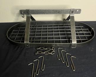 z HeavyDuty Galvanized Steel WallMounted Storage Basket with Hooks