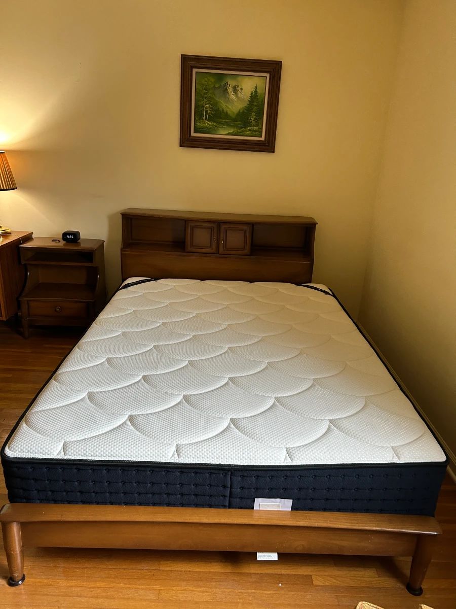 #006 Unique Queen Bookcase Headboard Frame w/Dreamcloud Mattress Platform style $150.00