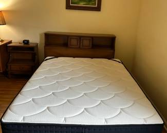#006 Unique Queen Bookcase Headboard Frame w/Dreamcloud Mattress Platform style $150.00