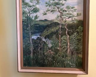 #068 Original painting by M A Hicks tree over river 16x20 $75.00
