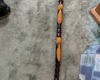 #064 Wood carved walking stick with mans head 39" long $30.00