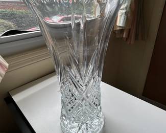 #055 Crystal vase 12" tall $30.00