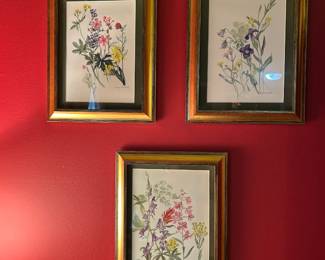 #128 Set of 3 Flower Prints by Margaret Balch $75.00