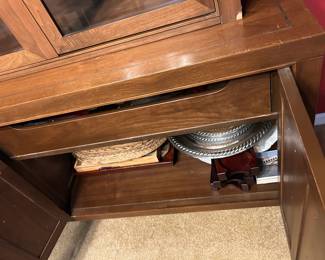 #011 Stanley China Cabinet - 2 pc - w/4 wood doors and 1 Drawer & 2 glass Doors w/4 wood Shelves - 70x19x31T - Hutch - 60x`14x44 $220.00