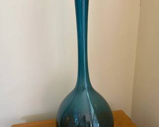 #013 Mid-Century Sweedish Modern Art Glass Longnect Blue Vase - Galluskruf - 19.75" $50.00