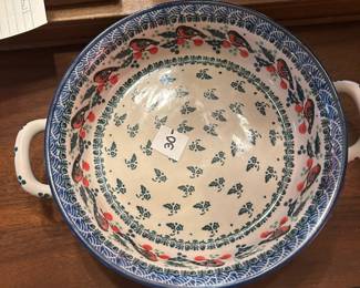 #097 Medium Polish Pottery Bowl with handles $30.00